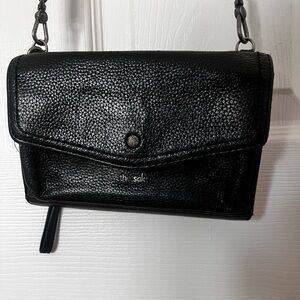 The Sak Black Textured Leather Clutch and Wallet